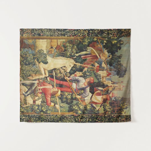 一角獣が見つかるファンタジーの花、フローラ タペストリー (正面(横))