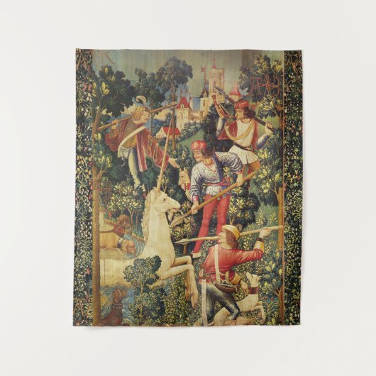 一角獣が見つかるファンタジーの花、フローラ タペストリー (正面)