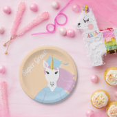 一角獣すごい(ユニコーン)桃(もも)青(むら)紫(むら)卒業 ペーパープレート (パーティー)