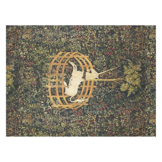 一角獣とゴシックファンタジーの花,フローラモチーフ テーブルクロス (正面(横))