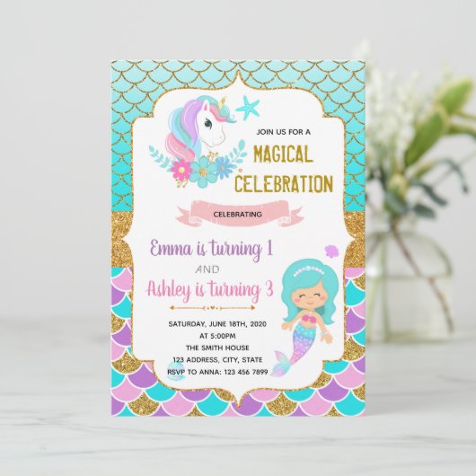 一角獣と人魚の誕生日の招待状 招待状 (スタンド正面)