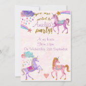 一角獣の誕生会の招待状や招待状 招待状 (正面)