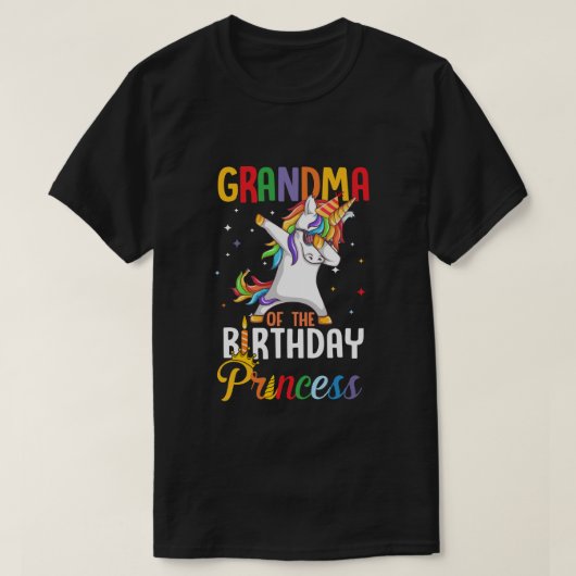 一角獣の誕生日のおばあちゃんパーティー Tシャツ (デザイン正面)