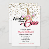 一角獣の誕生日招待状 招待状 (正面/裏面)