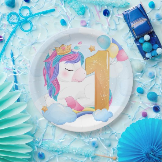 一角獣の誕生日 ペーパープレート (パーティー)