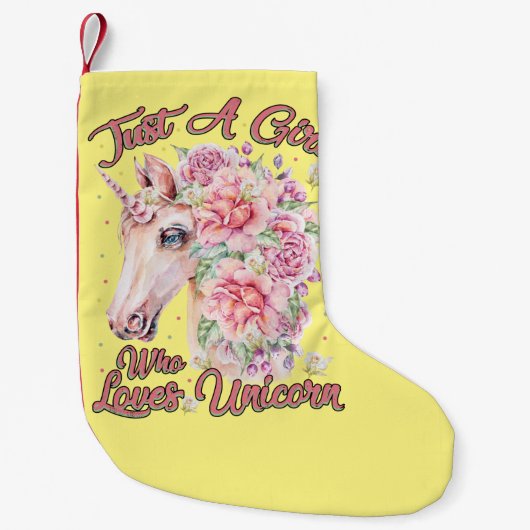 一角獣を愛する女の子 スモールクリスマスストッキング (正面)
