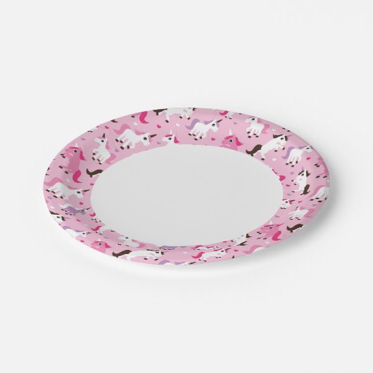 一角獣イラストレーションの子どもの背景 ペーパープレート (アングル)