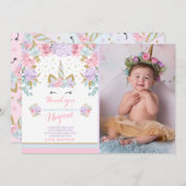 一角獣サンキューカードピンク金ゴールド魔法ユニコーン サンキューカード (正面/裏面)