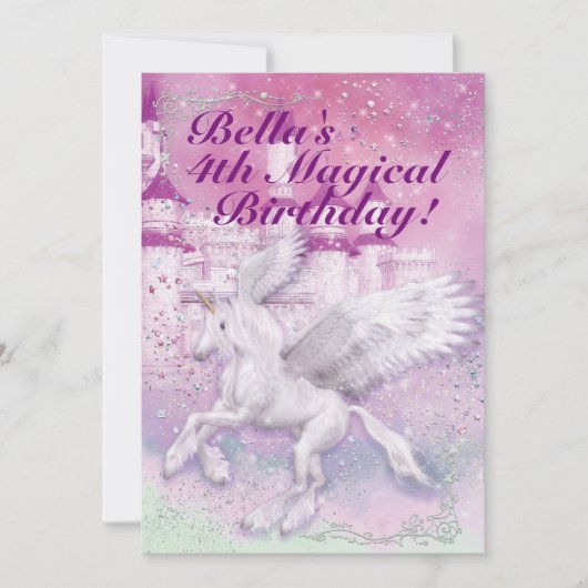 一角獣ファンタジー城誕生会 招待状 (正面)