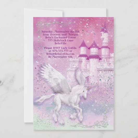 一角獣ファンタジー城誕生会 招待状 (裏面)