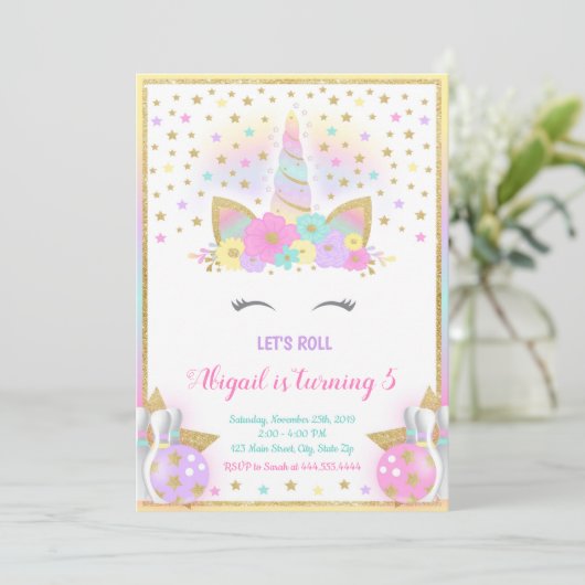 一角獣ボーリング招待状、一角獣パーティー、ボーリング 招待状 (スタンド正面)