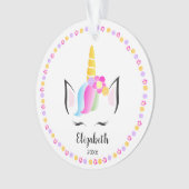 一角獣冠可愛い女の子写真クリスマス オーナメント (正面)