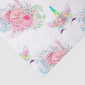 一角獣顔(白いデコパージュにピンクの花が咲く) 薄葉紙 (詳細)