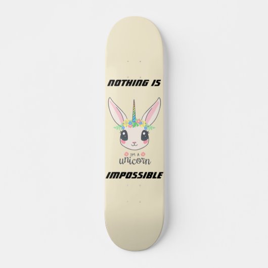 一角獣(ユニコーンおもしろい)ウサギ スケートボード (正面)