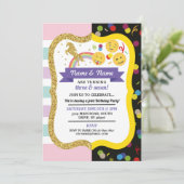 一角獣（ユニコーン）と絵（えも）字（じ）の少年が誕生日双生児のおもしろい 招待状 (スタンド正面)