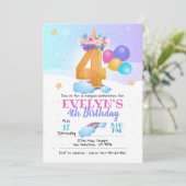 一角獣(ユニコーン)の招待、4歳の誕生日 招待状 (スタンド正面)