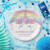 一角獣(ユニコーン)の誕生日パーティー虹かわいい ペーパープレート (パーティー)