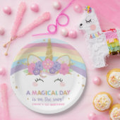 一角獣(ユニコーン)の誕生日パーティー虹かわいい ペーパープレート (パーティー)