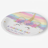 一角獣(ユニコーン)の誕生日パーティー虹かわいい ペーパープレート (アングル)