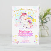 一角獣（ユニコーン）の魔法の誕生日パーティーの招待 招待状 (スタンド正面)