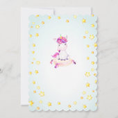 一角獣(ユニコーン)カラフルのベビーシャワーが女の子にまく 招待状 (裏面)