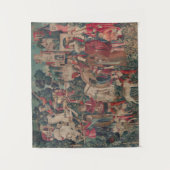 一角獣（ユニコーン）中世アート-狩人が城に戻る タペストリー (正面)