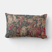 一角獣(ユニコーン)中世アート-狩人が城に戻る ランバークッション (裏面)