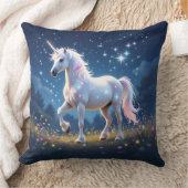 一角獣(ユニコーン)星に照らされた野草原夜景 クッション (ブランケット)