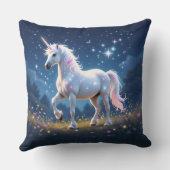 一角獣(ユニコーン)星に照らされた野草原夜景 クッション (裏面)