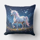 一角獣(ユニコーン)星に照らされた野草原夜景 クッション (正面)