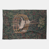 一角獣(ユニコーン)狩り中世アート-ガードで一角獣(ユニコーン)の休憩所 キッチンタオル (横)