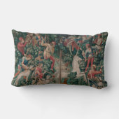 一角獣(ユニコーン)狩り中世アート-一角獣(ユニコーン)が攻撃される ランバークッション (裏面)