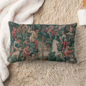 一角獣(ユニコーン)狩り中世アート-一角獣(ユニコーン)が攻撃される ランバークッション (ブランケット)