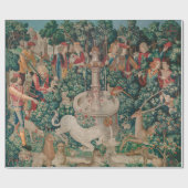 一角獣（ユニコーン）狩り中世アート-一角獣（ユニコーン）が発見される ラッピングペーパー (フラット)