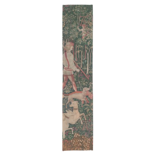 一角獣(ユニコーン)狩り中世アート-狩り始まる ショートテーブルランナー (正面)