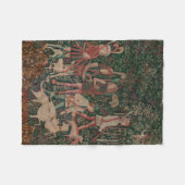 一角獣(ユニコーン)狩り中世アート-狩り始まる フリースブランケット (正面(横))