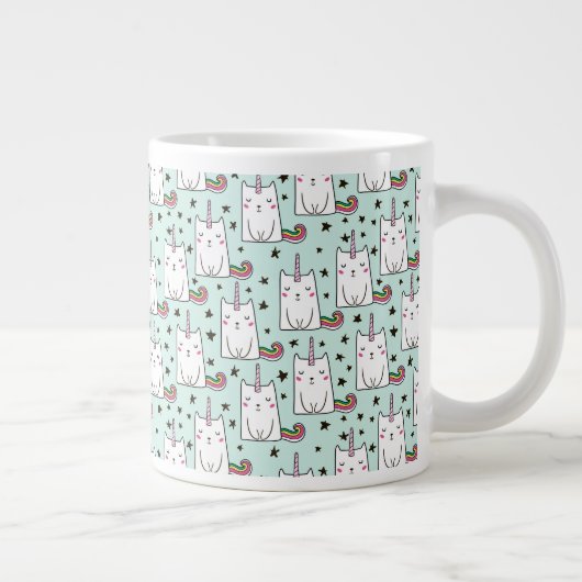 一角獣(ユニコーン)猫のかわいい手描き ジャンボコーヒーマグカップ (右)