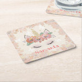 一角獣(ユニコーン)顔パーソナライズされた、 スクエアペーパーコースター (アングル)