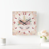 一角獣、一角獣の顔、パーソナライズされた丸時計 スクエア壁時計 (ホーム)