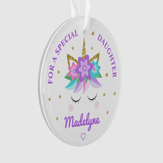 一角紫色の花が星の娘 オーナメント (正面)