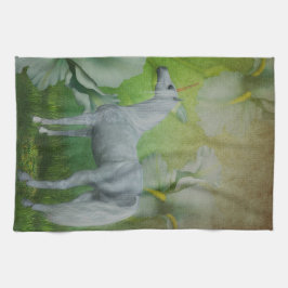 一角花とユリの花 キッチンタオル