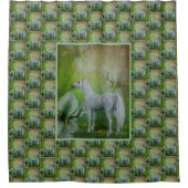 一角花とユリの花 シャワーカーテン (正面)