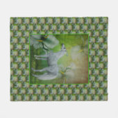 一角花とユリの花 フリースブランケット (正面(横))