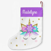 一角花パーソナライズされた星名紫 スモールクリスマスストッキング (裏面)