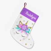 一角花パーソナライズされた星名紫 スモールクリスマスストッキング (正面 (吊り時))