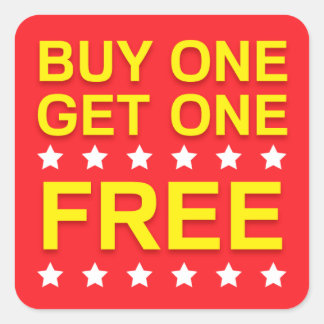 一買つ無料の赤い黄色の小売用ステッカーを得る スクエアシール