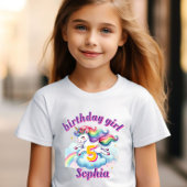 一跳びファンタジー ユニコーン 魔法の少女 誕生日 Tシャツ