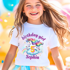 一跳びファンタジー ユニコーン 魔法の少女 誕生日 Tシャツ