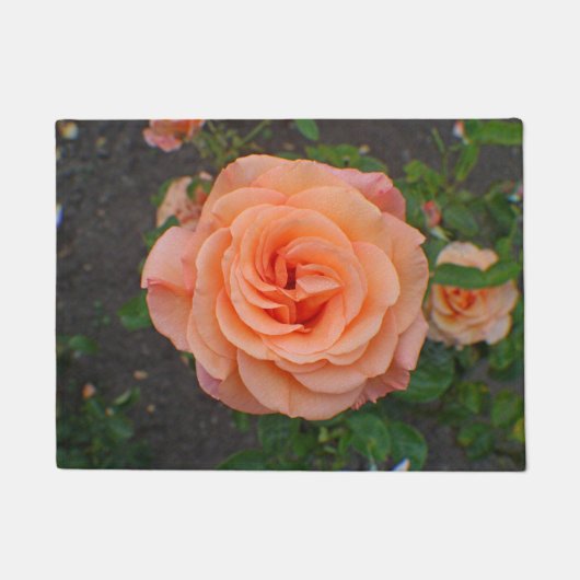 一輪のオレンジの花 ドアマット (正面)