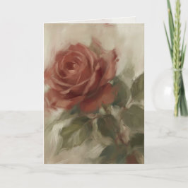 "一輪のバラの油絵"グリーティングカード カード